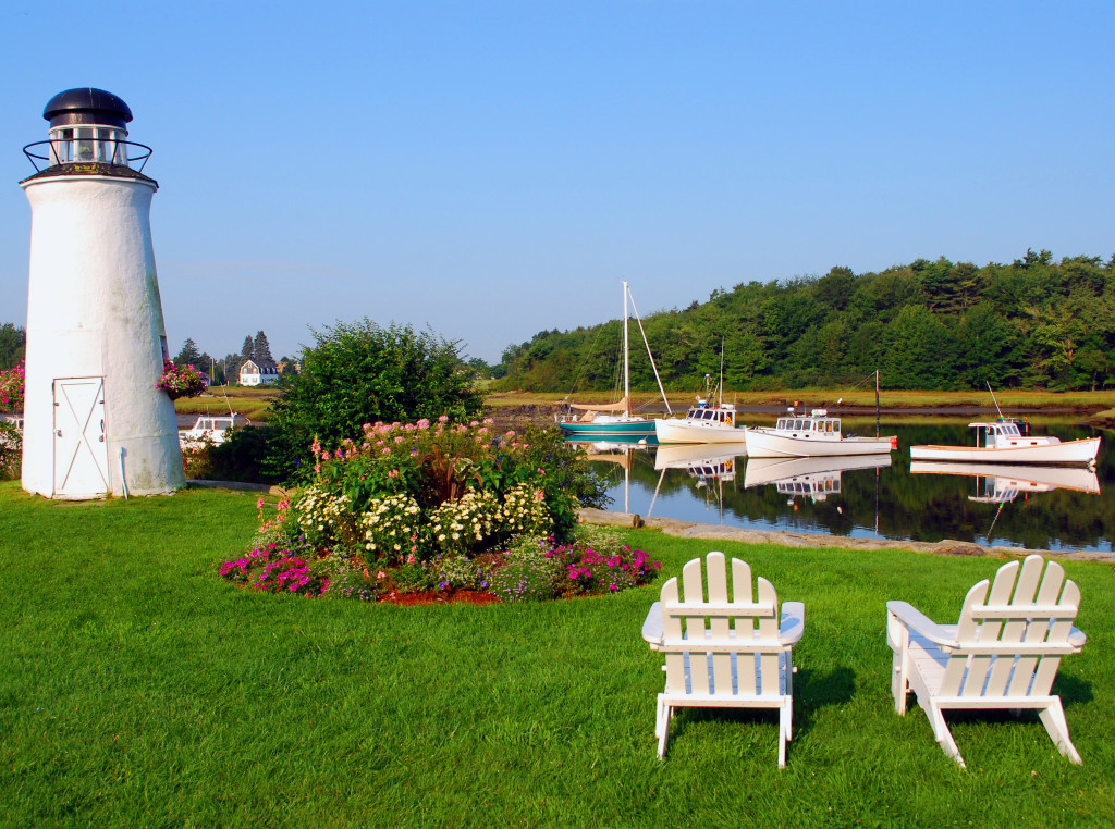 chairs and lighthouse photo